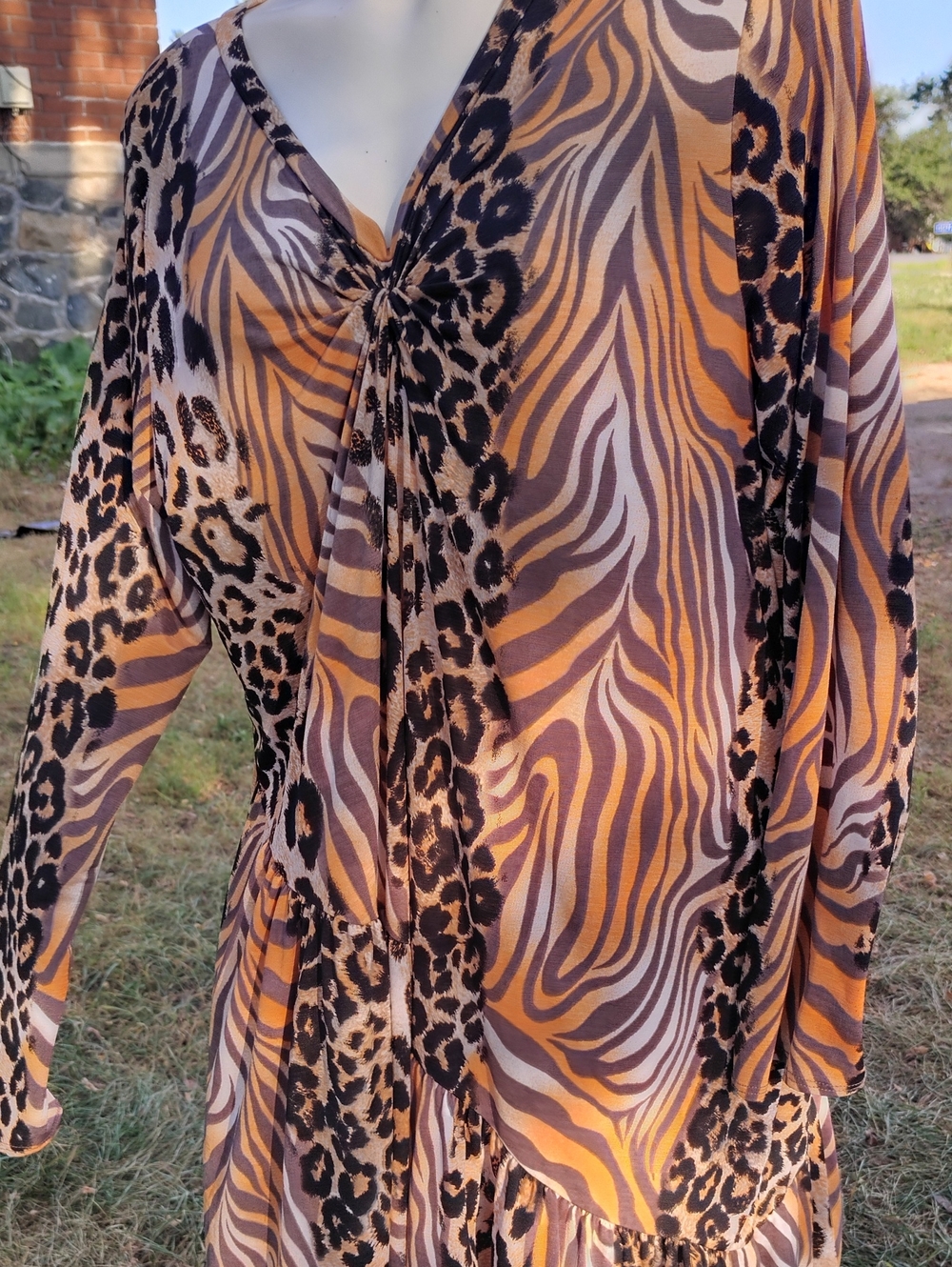 Yahada Animal Print Maxi Dress in Brown and Tan 3xl